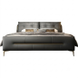 Lit design en cuir italien luxe italo avec sommier à lattes inclus, gris foncé Lit design en cuir italien luxe italo avec sommier à lattes inclus, gris foncé