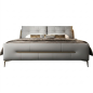 Lit design en cuir italien luxe italo avec sommier à lattes inclus, gris clair Lit design en cuir italien luxe italo avec sommier à lattes inclus, gris clair