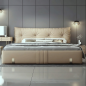Lit design en cuir italien luxe LORNA avec sommier à lattes inclus, beige Lit design en cuir italien luxe LORNA avec sommier à lattes inclus, beige