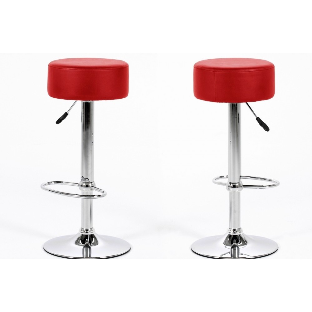 Lot de 2 tabourets design en simili cuir rouge, DUSTIN Lot de 2 tabourets design en simili cuir rouge, DUSTIN