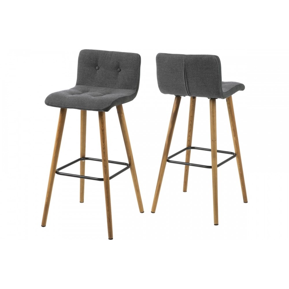 Lot de 2 tabourets design en tissu gris clair, FRAZER Lot de 2 tabourets design en tissu gris clair, FRAZER
