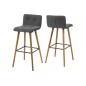 Lot de 2 tabourets design en tissu gris clair, FRAZER Lot de 2 tabourets design en tissu gris clair, FRAZER