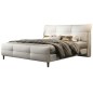 Lit design en cuir italien luxe AMALFI avec sommier à lattes inclus, blanc Lit design en cuir italien luxe AMALFI avec sommier à lattes inclus, blanc