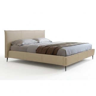 Lit design en cuir italien de luxe AURENE, beige, 180x200