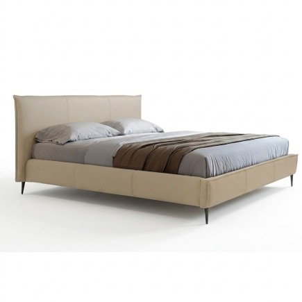 Lit design en cuir italien de luxe AURENE, beige, 180x200