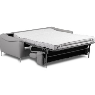 Canapé 3 places convertible en cuir italien de luxe movida, gris clair - Mobilier Privé
