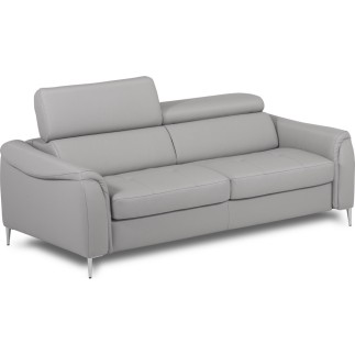 Canapé 3 places convertible en cuir italien de luxe movida, gris clair - Mobilier Privé