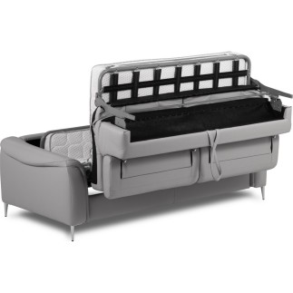 Canapé 3 places convertible en cuir italien de luxe movida, gris clair - Mobilier Privé