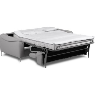 Canapé 3 places convertible en cuir italien de luxe movida, gris clair - Mobilier Privé