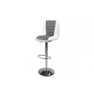 Tabouret design en simili cuir blanc et gris, FUSTER