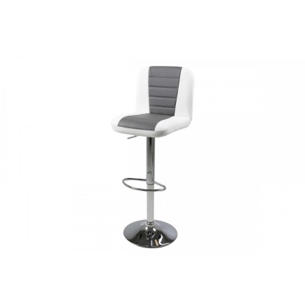 Tabouret design en simili cuir blanc et gris, FUSTER