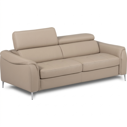 Canapé 3 places convertible en cuir italien de luxe movida, gris clair - Mobilier Privé