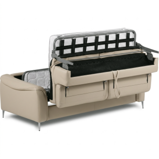 Canapé 3 places convertible en cuir italien de luxe movida, gris clair - Mobilier Privé