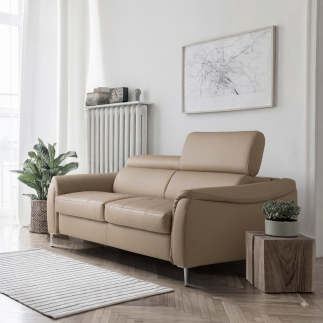 Canapé 3 places convertible en cuir italien de luxe PACHA, beige