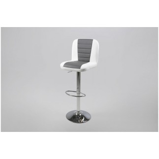 Tabouret design en simili cuir blanc et gris, FUSTER