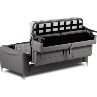 Canapé 3 places convertible en cuir italien de luxe movida, gris clair - Mobilier Privé
