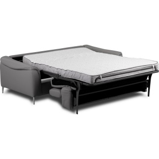 Canapé 3 places convertible en cuir italien de luxe movida, gris clair - Mobilier Privé