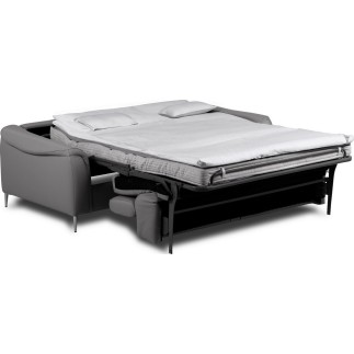 Canapé 3 places convertible en cuir italien de luxe movida, gris clair - Mobilier Privé