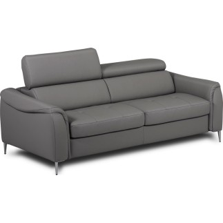 Canapé 3 places convertible en cuir italien de luxe movida, gris clair - Mobilier Privé
