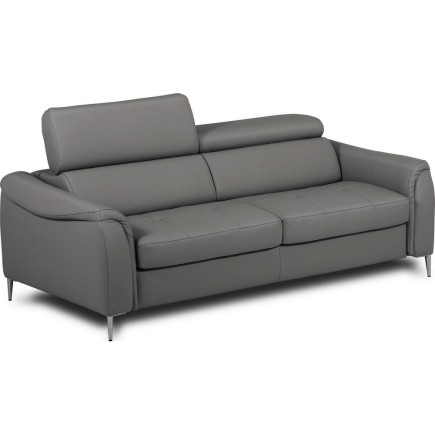 Canapé 3 places convertible en cuir italien de luxe movida, gris clair - Mobilier Privé