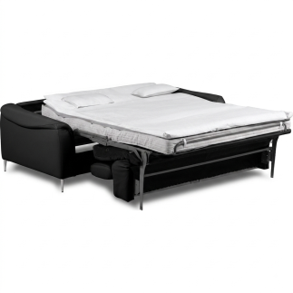 Canapé 3 places convertible en cuir italien de luxe movida, gris clair - Mobilier Privé