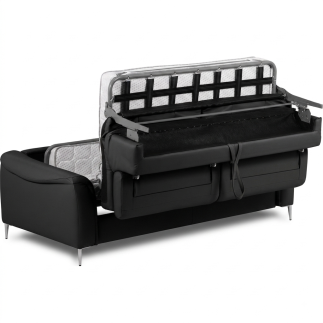 Canapé 3 places convertible en cuir italien de luxe movida, gris clair - Mobilier Privé
