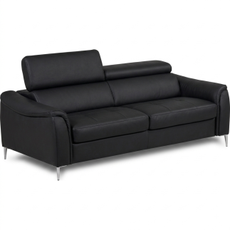 Canapé 3 places convertible en cuir italien de luxe movida, gris clair - Mobilier Privé