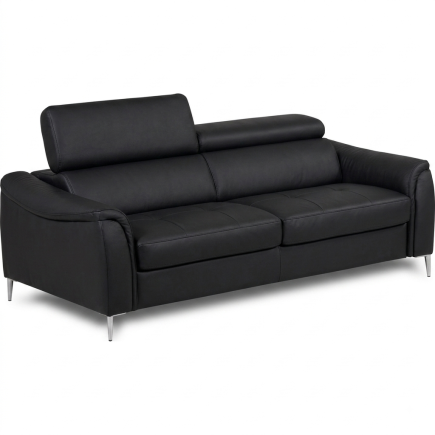 Canapé 3 places convertible en cuir italien de luxe movida, gris clair - Mobilier Privé