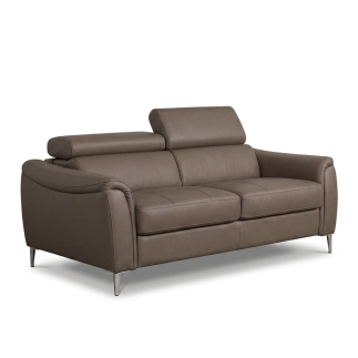 Canapé 3 places convertible en cuir italien de luxe movida, gris clair - Mobilier Privé
