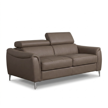 Canapé 3 places convertible en cuir italien de luxe movida, gris clair - Mobilier Privé