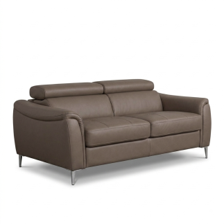 Canapé 3 places convertible en cuir italien de luxe movida, gris clair - Mobilier Privé
