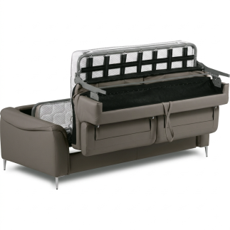 Canapé 3 places convertible en cuir italien de luxe movida, gris clair - Mobilier Privé
