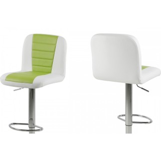 Tabouret design en simili cuir blanc et vert citron, FUSTER