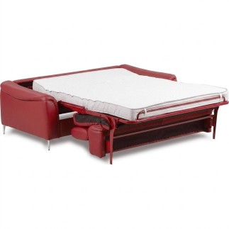 Canapé 3 places convertible en cuir italien de luxe movida, gris clair - Mobilier Privé