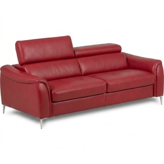 Canapé 3 places convertible en cuir italien de luxe movida, gris clair - Mobilier Privé