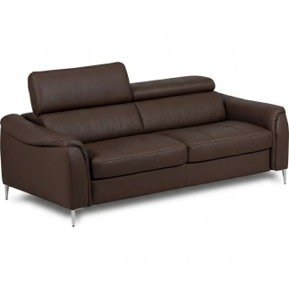 Canapé 3 places convertible en cuir italien de luxe movida, gris clair - Mobilier Privé