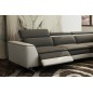 Canapé d'angle en cuir italien 5/6 places RELAXIMO, gris foncé et blanc, angle droit