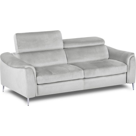 Canapé 3 places convertible en cuir italien de luxe movida, gris clair - Mobilier Privé