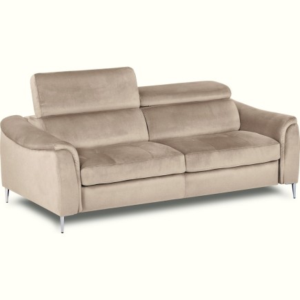 Canapé 3 places convertible en cuir italien de luxe movida, gris clair - Mobilier Privé