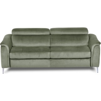 Canapé 3 places convertible en cuir italien de luxe movida, gris clair - Mobilier Privé