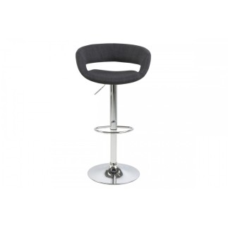 Lot de 2 tabourets design en tissu anthracite et simili cuir noir, GRECO, Gris / noir