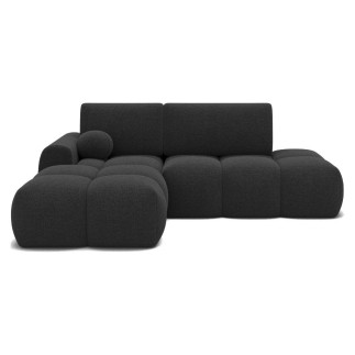 Canapé d'angle convertible en tissu bouclette gris anthracite luxe 3-4 places , angle gauche