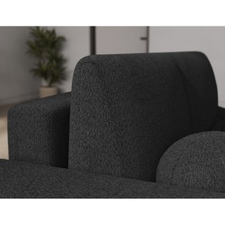 Canapé d'angle convertible en tissu bouclette gris anthracite luxe 3-4 places , angle gauche