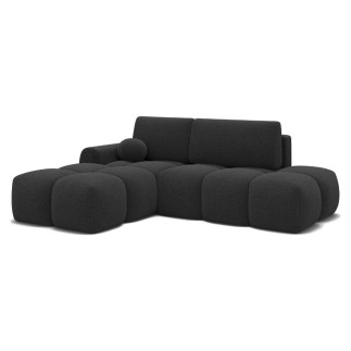 Canapé d'angle convertible en tissu bouclette gris anthracite luxe 3-4 places , angle gauche