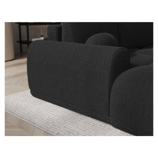 Canapé d'angle convertible en tissu bouclette gris anthracite luxe 3-4 places , angle gauche