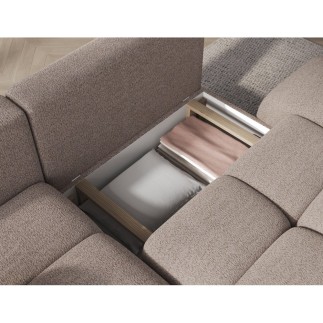 Canapé d'angle convertible en tissu bouclette beige 3-4 places, VITANO , angle gauche