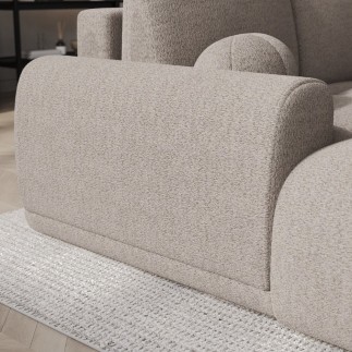 Canapé d'angle convertible en tissu bouclette beige 3-4 places, VITANO , angle gauche