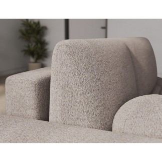 Canapé d'angle convertible en tissu bouclette beige 3-4 places, VITANO , angle gauche