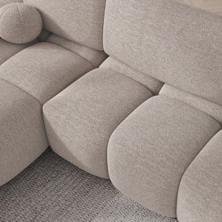 Canapé d'angle convertible en tissu bouclette beige 3-4 places, VITANO , angle gauche