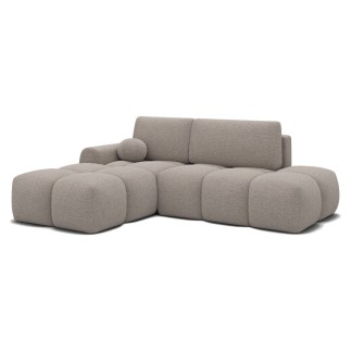 Canapé d'angle convertible en tissu bouclette beige 3-4 places, VITANO , angle gauche